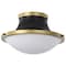 Nuvo Lafayette 1-Light Flush 14 in. Matte Black/Natural Brass White Opal Glass 60/7905 - alternate 1